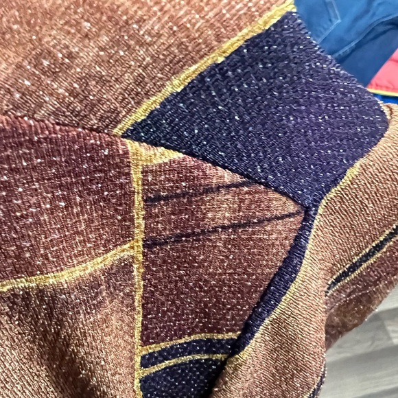 Y2K 3X shirt blouse 22/24 Brown abstract Trending Fall 2024 Twee v-neck wrap top - Picture 6 of 10